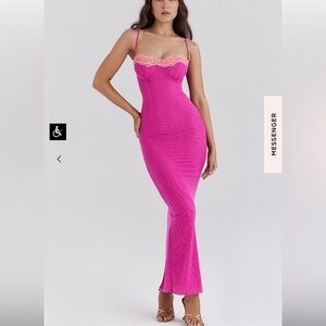 House of CB Fuchsia Lace Maxi Dress